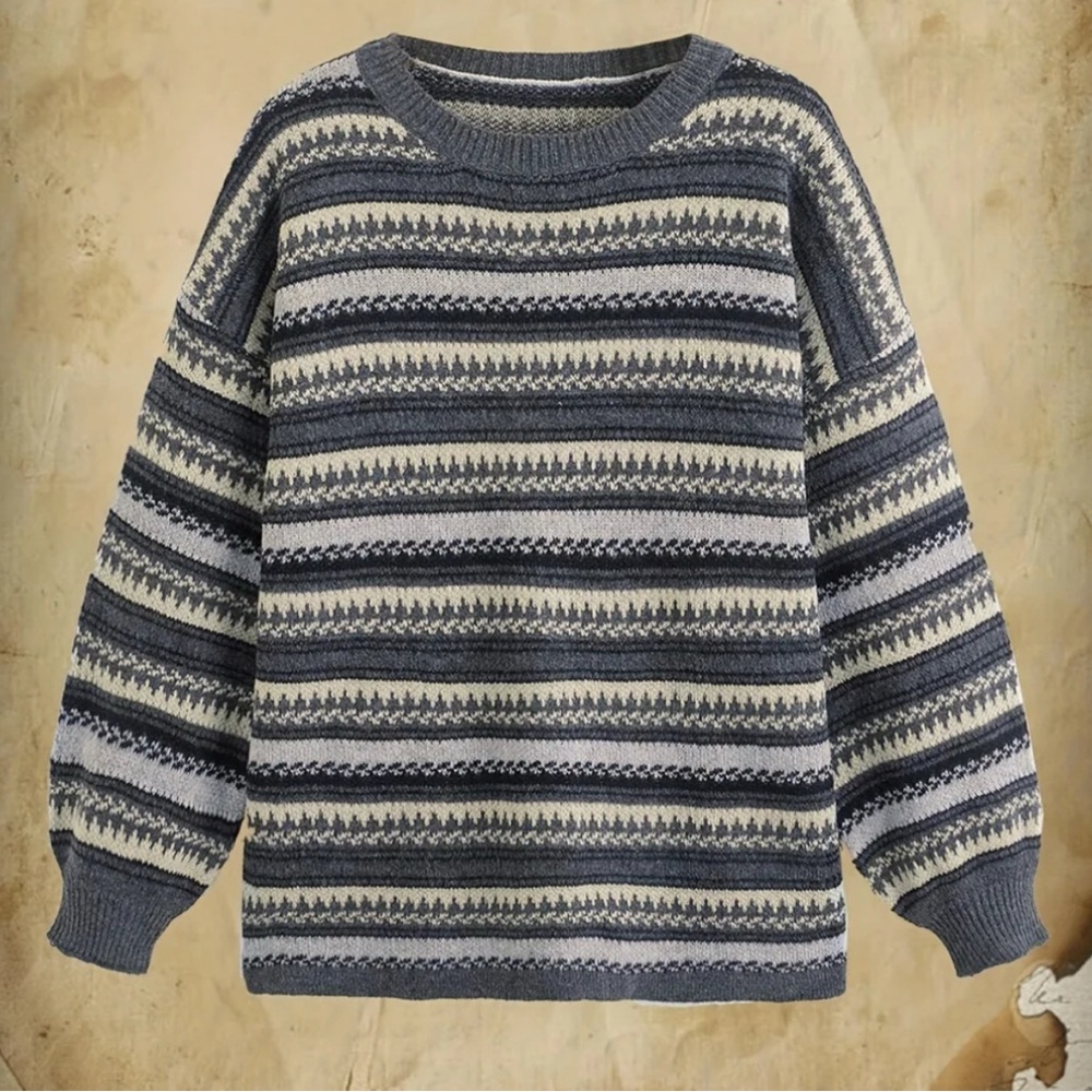Oversized Gray Striped Sweatshirt